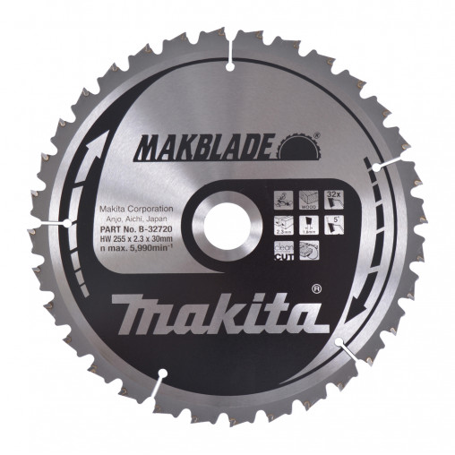 B-32720 Disco sierra circular , Makblade T.C.T, 255 x 30 mm, 32 D